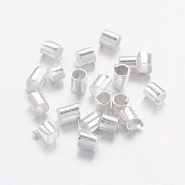 Honeyhandy Brass Crimp Beads, Tube, Silver Color Plated, 2x2x0.15mm, Hole: 1.5mm, about 2000pcs/20g