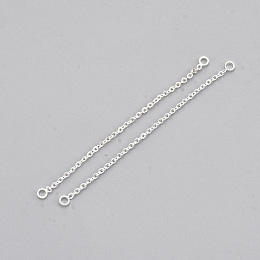 Honeyhandy Brass Chain Links connectors, Silver Color Plated, 55x1x1mm, Hole: 1.6mm