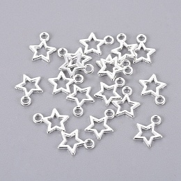 Honeyhandy Tibetan Style Alloy Pendants, Lead Free and Cadmium Free, Star, Silver Color Plated, about 10mm wide, 12mm long, hole: 2mm