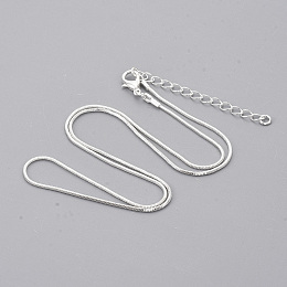 Honeyhandy Brass Square Snake Chain Necklace Making, with Lobster Claw Clasps, Silver Color Plated, 18.5 inch(47.2cm), 1mm