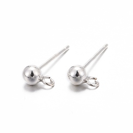 Honeyhandy 925 Sterling Silver Ear Stud Findings, Earring Posts Carved with 925, Silver, 15mm, head: 6.5x3.8mm, Hole: 1mm, Pin: 0.7mm