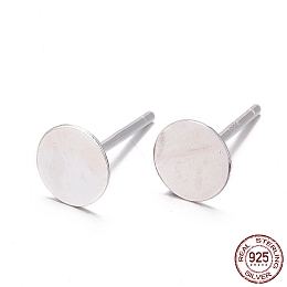 Honeyhandy 925 Sterling Silver Stud Earring Findings, Earring Posts with 925 Stamp, Silver, 11.5mm, tray: 6mm, Pin: 0.8mm