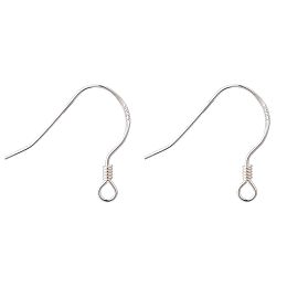 Honeyhandy 925 Sterling Silver Earring Hooks, Carved 925, Silver, 15x18x1mm, Hole: 1.5mm, Pin: 0.5mm