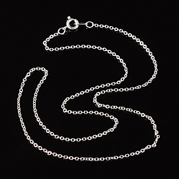 Honeyhandy Nickel Free Silver Color Plated Brass Chain Necklaces, chain:2mm long, 1.5mm wide, 18 inch