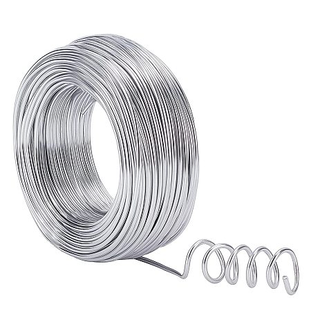 NBEADS 1 Roll Aluminum Wire, 35m Silver Aluminum Modelling Craft Wire for JewelryCraft, Modelling Making, Armatures and Sculpture, 2.5mm(10 Gauge) in Diameter