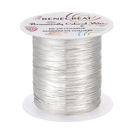 BENECREAT 0.5mm 80M Tarnish Resistant Silver Wire Jewelry Beading Wire for Beading Wrapping and Other Jewelry Craft Making