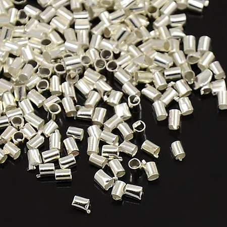 NBEADS 30000 Pcs Brass Crimp Beads, Silver Color, Tube, about 1.5mm long, 1.5mm wide, hole: 1mm