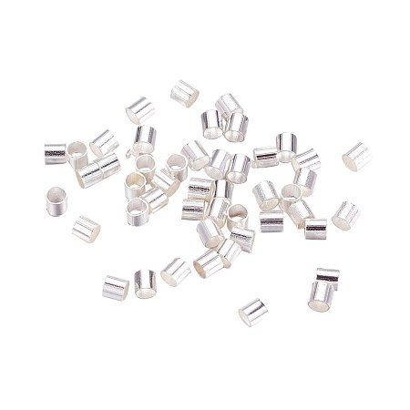 NBEADS 30000 Pcs Brass Crimp Beads, Tube, Silver Color, about 2mm wide, 2mm long, hole: 1.5mm