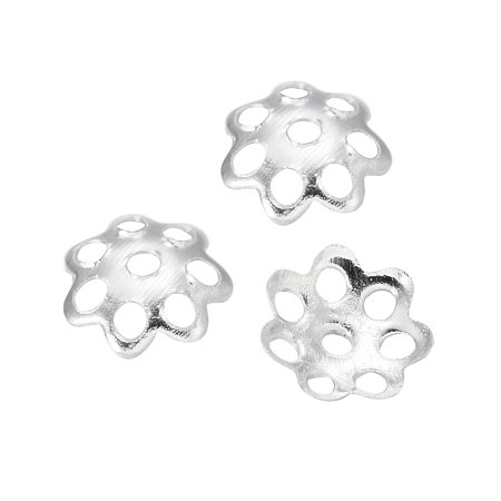 NBEADS 20000Pcs Iron Bead Caps, Silver Color, about 6mm in diameter, hole: 1mm