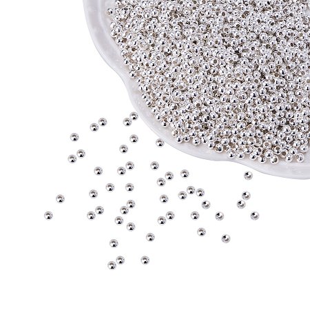 NBEADS 10000Pcs Iron Spacer Beads, Round, Silver Color, 3mm Diameter, Hole: 1mm