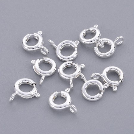 NBEADS 1000Pcs Brass Spring Ring Clasps, Jewelry Components, Silver Color, 6mm, Hole: 1.5mm