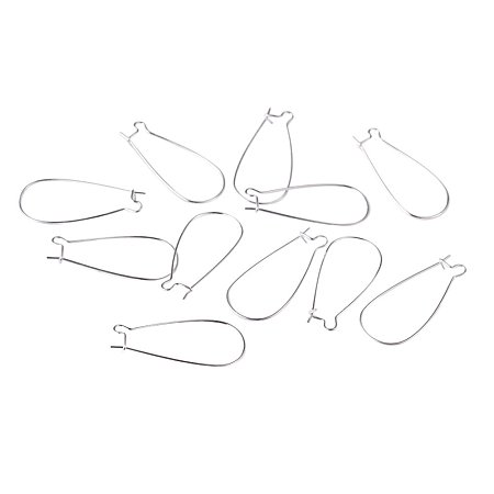 NBEADS 1000Pcs Brass Hoop Earrings Components Kidney Ear Wires, Lead Free and Cadmium Free, Silver Color, Size: about 33mm Long, 14mm wide, 0.9~1mm thick