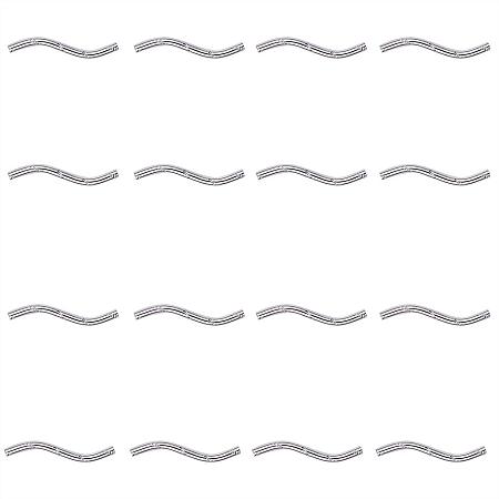NBEADS 300 PCS Silver Brass Curved Tube Beads Long Curved Spacer Tube Beads Engraved for DIY Jewelry Making