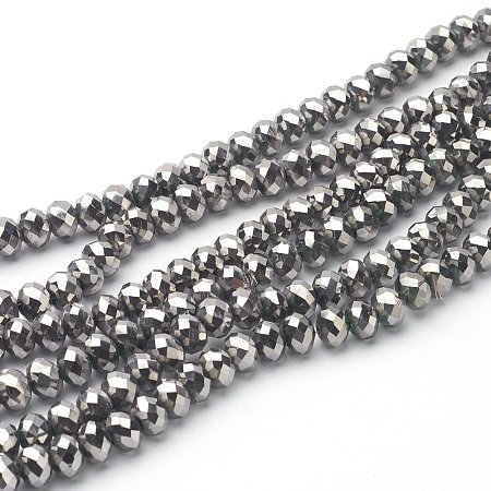 NBEADS 10 Strands Silver Plated Faceted Abacus Electroplate Glass Beads Strands With 8x6mm,Hole: 1mm,About 72pcs/strand