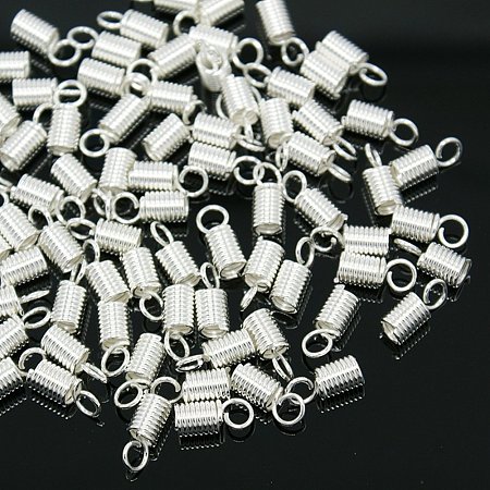 NBEADS 1000 Pcs Iron Cord Ends, Silver Color, Size: about 4.5mm wide, 10mm long, 3.2mm inner diameter, hole: 3.5mm