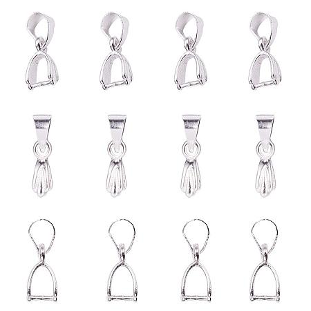 Arricraft About 100 Pieces Brass Pinch Clip Bail Clasp Dangle Charm Bead Pendant Connector Findings Length 12mm for Jewelry Making Silver