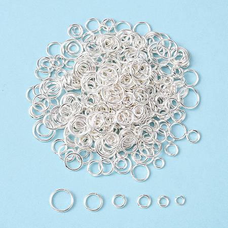 Honeyhandy Brass Open Jump Rings, Nickel Free, Mixed Size, Silver Color Plated, 18 Gauge, 4~10x1mm, Inner Diameter: 2~8mm