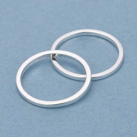 Honeyhandy Brass Linking Rings, Long-Lasting Plated, Round Ring, 925 Sterling Silver Plated, 15x1mm, Inner Diameter: 13mm