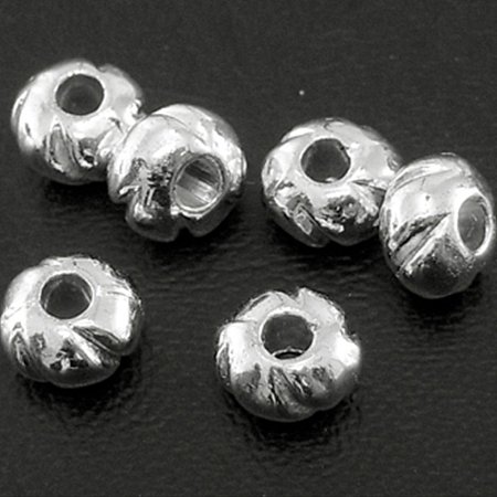 NBEADS 3000 Pcs Tibetan Style Beads, Lead Free & Cadmium Free, Round, Silver Color, Size: about 5.5mm long, 5.5mm wide, 3.5mm thick, hole: 1.5mm