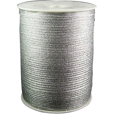 PH PandaHall 880Yards/Roll Polyester Sparkle Ribbon Double Sided Ribbon Silver Metallic Color Ribbon for Bracelets Necklaces Bows Gifts Wedding Wrap Decoration 1/8