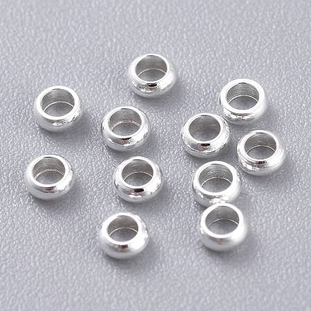 Honeyhandy 201 Stainless Steel Spacer Beads, Rondelle, Silver, 2.5x1mm, Hole: 1.4mm