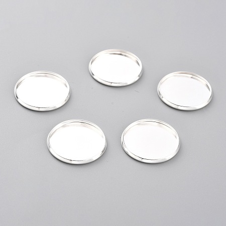 Honeyhandy 304 Stainless Steel Cabochon Settings, Plain Edge Bezel Cups, Flat Round, Silver, 20x2mm, Tray: 18mm