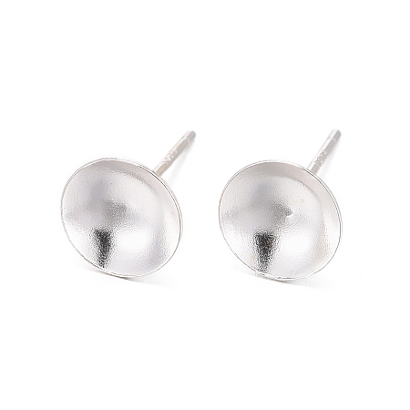 Honeyhandy 925 Sterling Silver Ear Stud Findings, Earring Posts Carved with 925, Silver, 13mm, Tray: 8mm, Pin: 0.8mm
