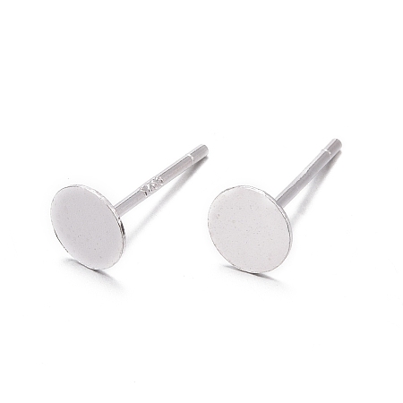Honeyhandy 925 Sterling Silver Stud Earring Findings, Earring Posts Carved with 925, Silver, tray: 5mm, 11.5mm, Pin: 0.8mm