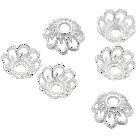 Pandahall Elite About 1000 Pcs Tibetan Style Flower Petal Bead Caps Alloy Spacer Beads for Bracelet Necklace Jewelry Making, Silver