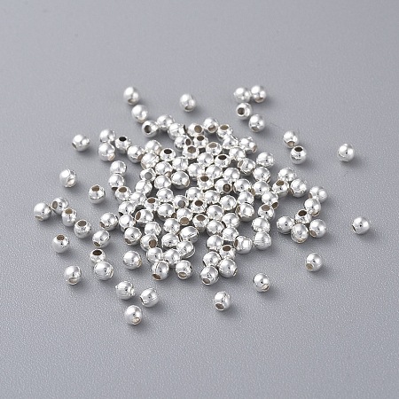 Honeyhandy Silver Color Plated Round Iron Spacer Beads, about 2mm in diameter, 2mm wide, Hole: 1mm