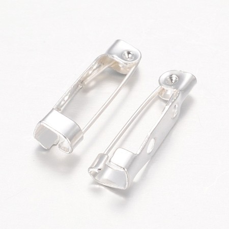 Honeyhandy Iron Brooch Findings, Back Bar Pins, Silver Color Plated, 20mm long, 5mm wide, 5mm thick
