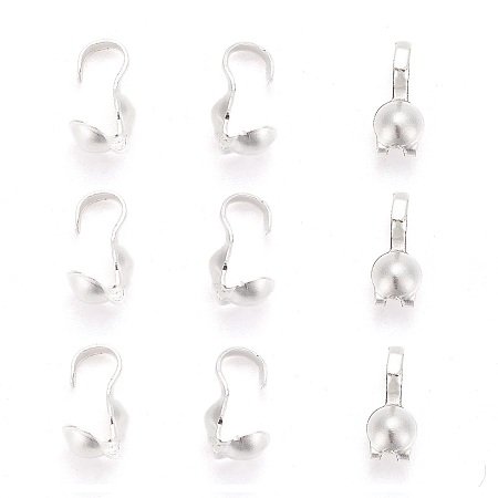 Honeyhandy Silver Color Plated Iron Bead Tips, Calotte Ends, Clamshell Knot Cover, 9x3mm, Hole: 1.5mm, about 240pcs/20g