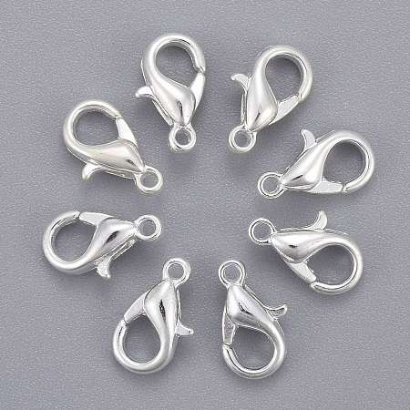 Honeyhandy Silver Color Plated Zinc Alloy Lobster Claw Clasps, Parrot Trigger Clasps, Cadmium Free & Lead Free, Jewelry Findings, Size: about 6mm wide, 10mm long, hole: 1.2mm