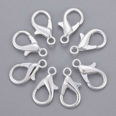 Honeyhandy Zinc Alloy Lobster Claw Clasps, Parrot Trigger Clasps, Cadmium Free & Lead Free, Silver, 21x12mm, Hole: 2mm