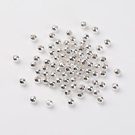 Honeyhandy Iron Round Spacer Beads, Silver Color Plated, 5mm, Hole: 2mm
