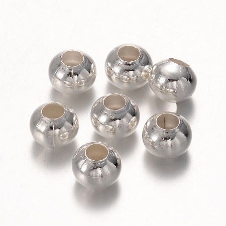 Honeyhandy Silver Color Plated Iron Round Spacer Beads, 8mm, hole: 3mm