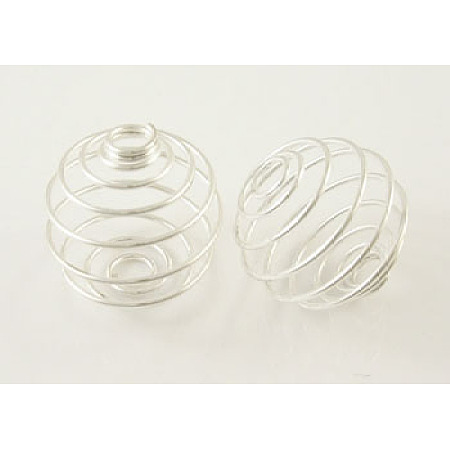 ARRICRAFT Silver Iron Round Spring Bead Cages Size 21x20mm Pack of 20 Pcs for Pendants Making