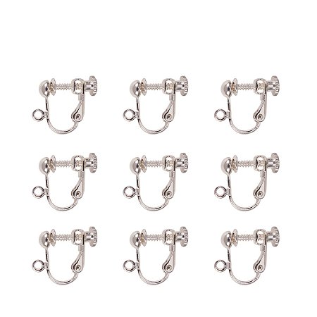 ARRICRAFT 10pcs Silver Brass Clip-on Earring Components for Non-pierced Ears 17x13.5x5mm