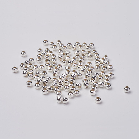 ARRICRAFT Iron Spacer Beads, Silver, Round, Lead Free, 3.2mm, Hole: 1mm, about 408pcs/20g