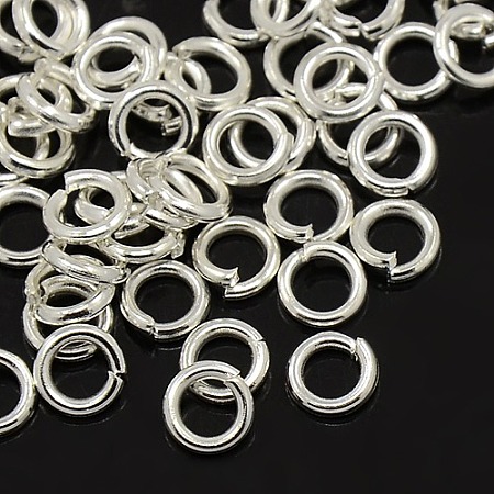 Honeyhandy Silver Color Plated Brass Jump Rings, Cadmium Free & Lead Free, Open Jump Rings, 18 Gauge, 10x1mm, Inner Diameter: 8mm, about 80pcs/10g