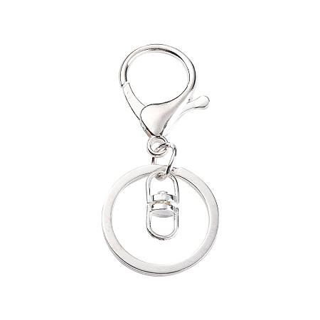 Honeyhandy Iron Alloy Lobster Claw Clasp Keychain, Silver Color Plated, 68x30mm