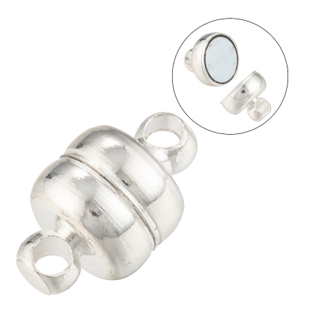 Honeyhandy Brass Magnetic Clasps, Oval, Silver Color Plated, 11x7mm, Hole: 1.5mm
