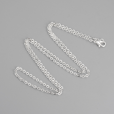 Honeyhandy Brass Cable Chains Necklaces, Silver Color Plated, 23.6 inch(60cm)