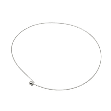 Honeyhandy Brass Necklace Making, Rigid Necklaces, Silver Color Plated, Size: necklace: about 145mm inner diameter, wire: about 1.3mm
