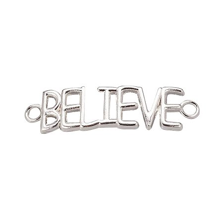 NBEADS Silver Color Alloy Word Letter Links, BELIEVE Bracelet Necklace Charm Connector Pendant for DIY Jewelry Making Crafts