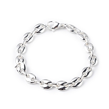 Honeyhandy 304 Stainless Steel Coffee Bean Chain Bracelet for Men Women, Silver, 8-3/8 inch(21.4cm)