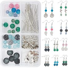 SUNNYCLUE 1 Box DIY 10 Pairs Agate Beads Earring Making Kits Leaf Heart Branch Charms Pendants Connectors & Earring Hooks for Women Earring Jewelry Making, Instructtion