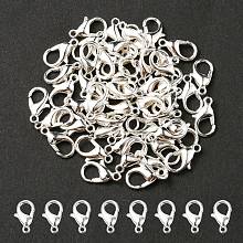 Honeyhandy Zinc Alloy Lobster Claw Clasps, Parrot Trigger Clasps, Jewelry Making Findings, Silver, 12x6mm, Hole: 1.2mm