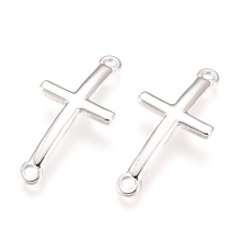 Honeyhandy 304 Stainless Steel Links connectors, Cross, Silver, 30x14x2mm, Hole: 2mm