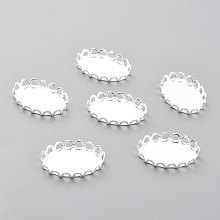 Honeyhandy 304 Stainless Steel Cabochon Settings, Lace Edge Bezel Cups, Oval, Silver, 19x14x3mm Tray: 18mmx13mm